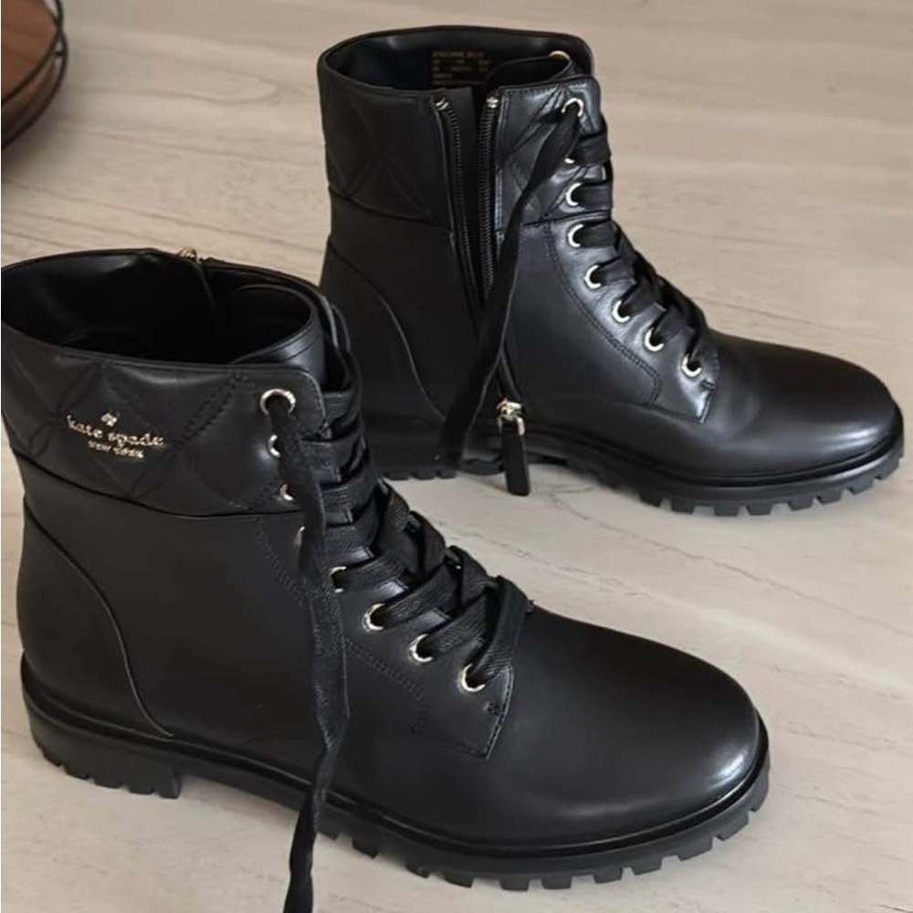 Kate Spade Black Lace-Up Ankle Booties
